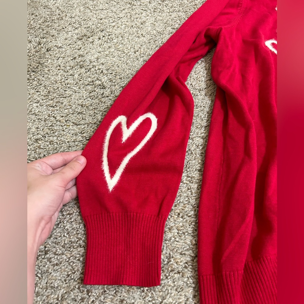 Belle By Kim Gravel Love Yourself Textured Heart Sweater Red White Size 1X Plus - Picture 6 of 7